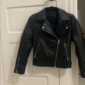 Topshop black Leather moto jacket